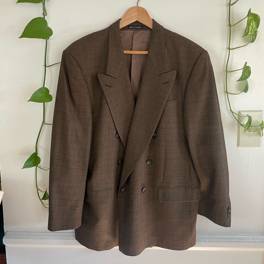 Vintage Yves Saint Laurent Double Breasted Wool Blazer - Brown